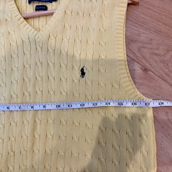 Ralph Lauren Polo Cable Knit Sweater Vest in Butter Yellow — Men’s Medium - Picture 7 of 7